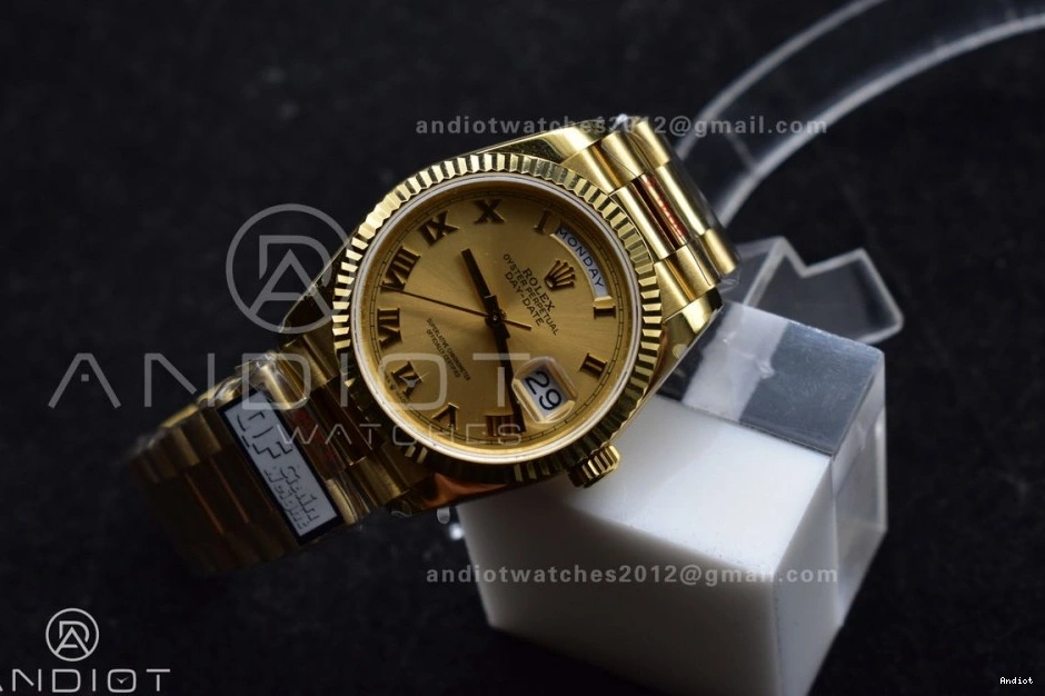 Best QF Dial with YG Gold on President Edition Steel Roman Mark (Gain V5 Bracelet vr3255 36 Weight) DayDate 904L 0224